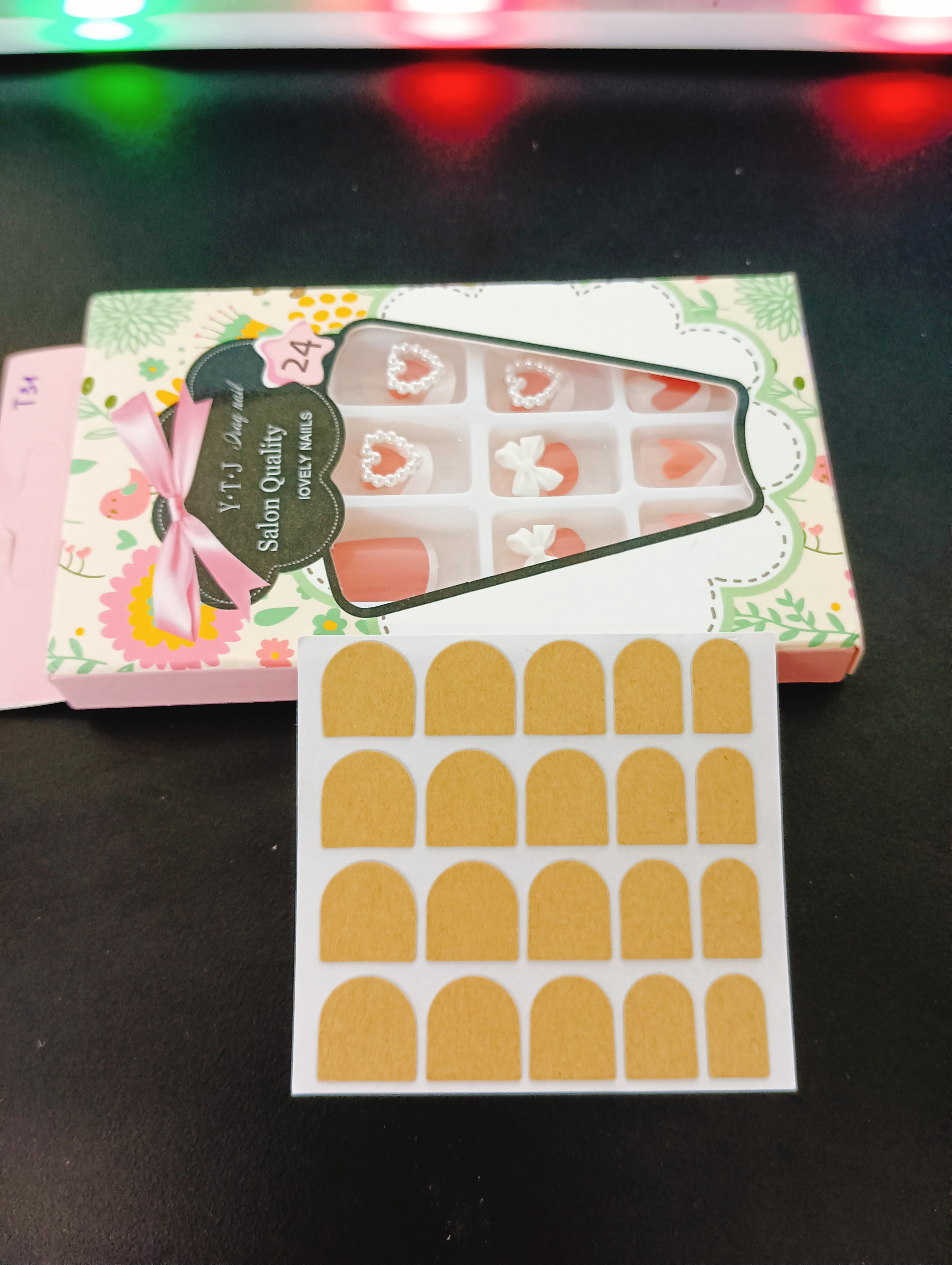 1 tấm 20 miếng băng keo dán móng tay thiết kế hai mặt chống nước K002