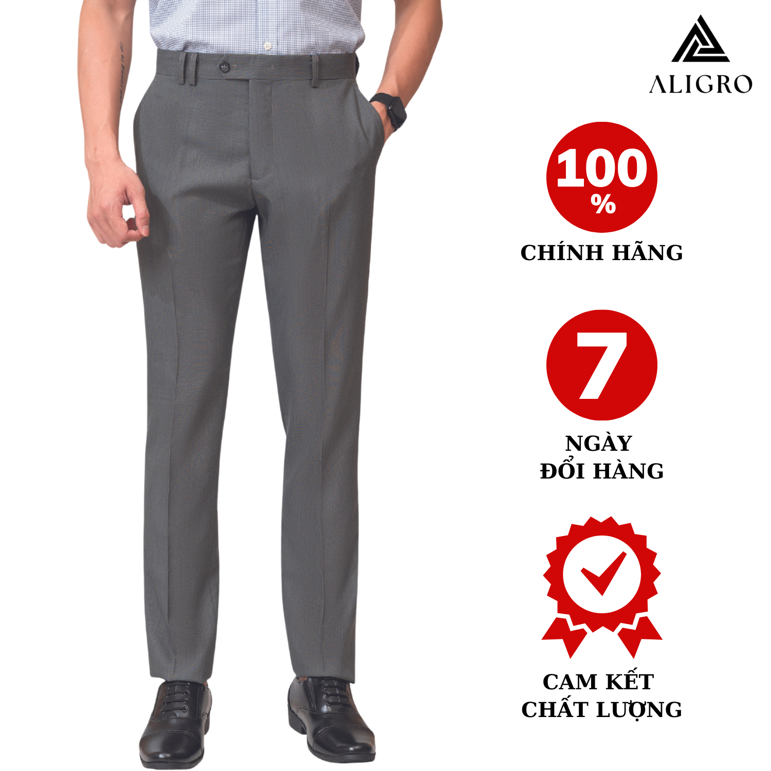 Quần âu nam ALIGRO màu lông chuột dáng basic ống đứng, chất liệu cao cấp ALGO1014