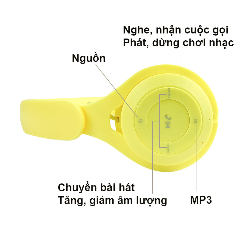 Tai Nghe Chụp Tai Over Ear Y08 Bluetooth 5.0 Màu Vàng - Hàng Chính Hãng