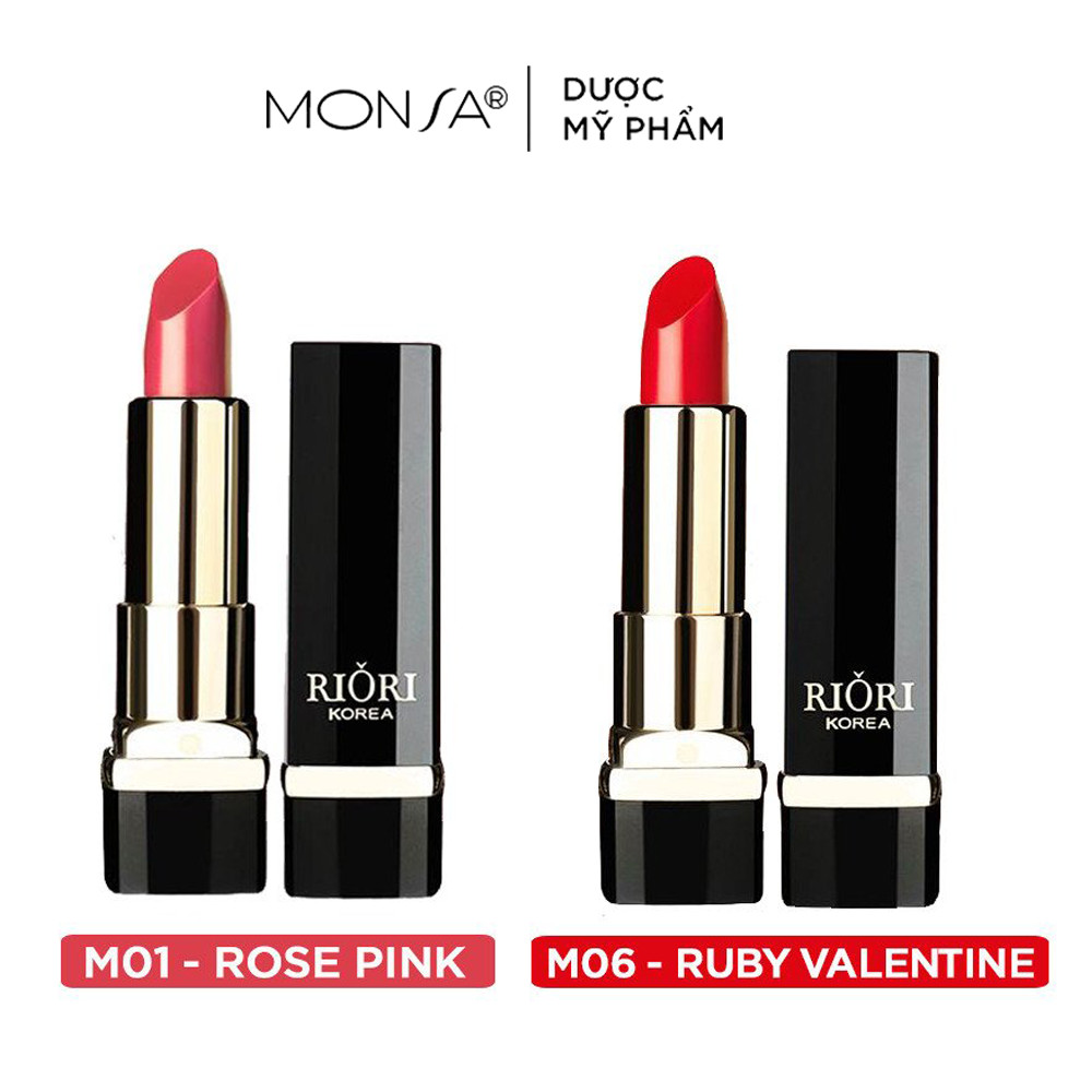 Set 2 Son Lì Màu Hồng Đất Và Đỏ Cam - Son Lì Riori Matte Lipstick Không Chì 6 Màu Son (M01,M06)