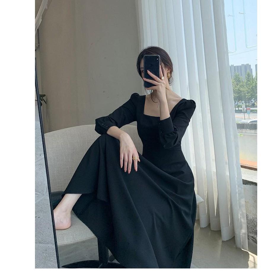 Đầm nữ thời trang midi dài tay dáng xòe dự tiệc sang trọng MIDI DRESS