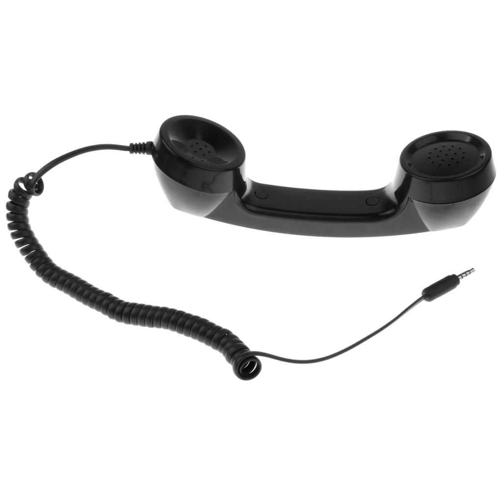 2x3.5 Mm Microphone Retro Mobile Phone Handset Telephone Classic Receiver Black