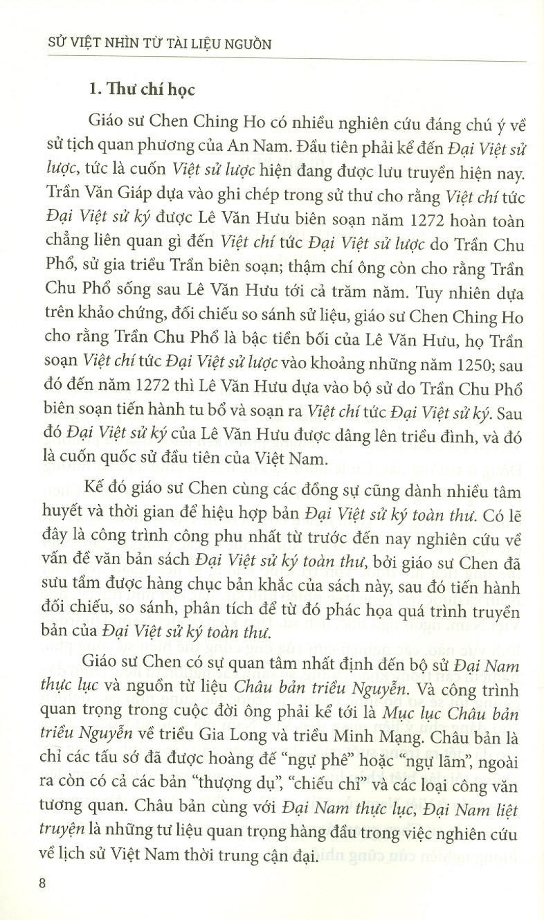 SỬ VIỆT - Nhìn Từ Tài Liệu Nguồn - Trần Kinh Hòa (Cheng Nin Ho) - Nguyễn Mạnh Sơn dịch - (bìa mềm)