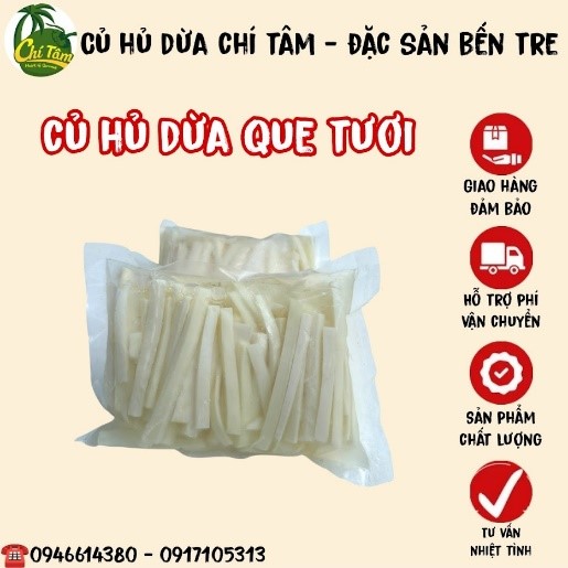 Củ hủ dừa que tươi - Đặc sản Bến Tre - Củ hủ dừa Chí Tâm