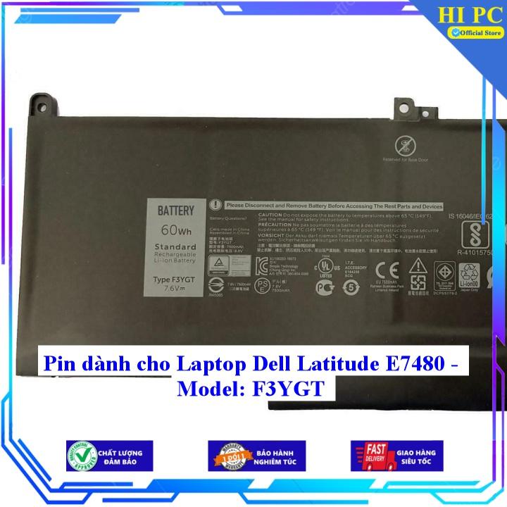 Pin dành cho Laptop Dell Latitude E7480 - Model: F3YGT - Hàng Nhập Khẩu