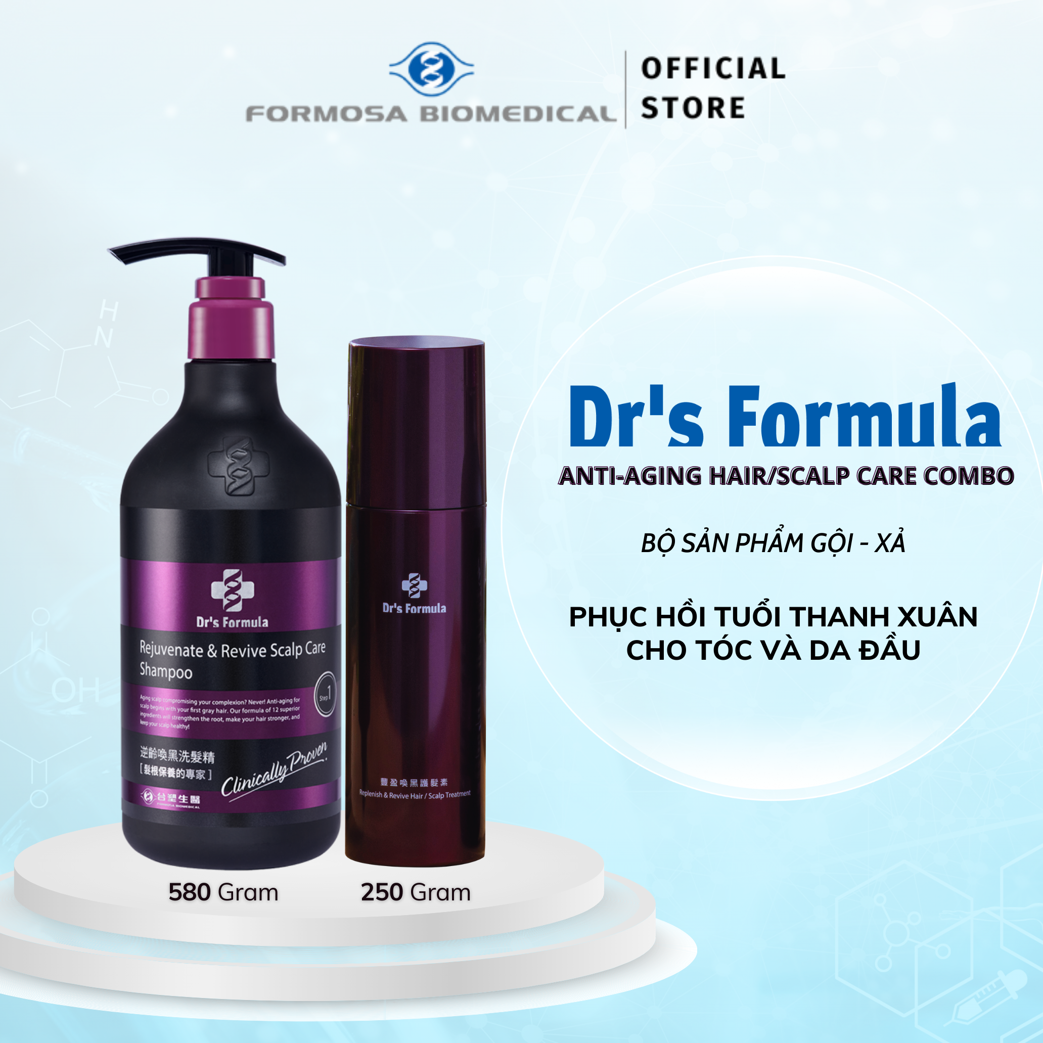 Combo Gội-Xả Ngăn ngừa lão hóa tóc/da đầu Dr's Formula