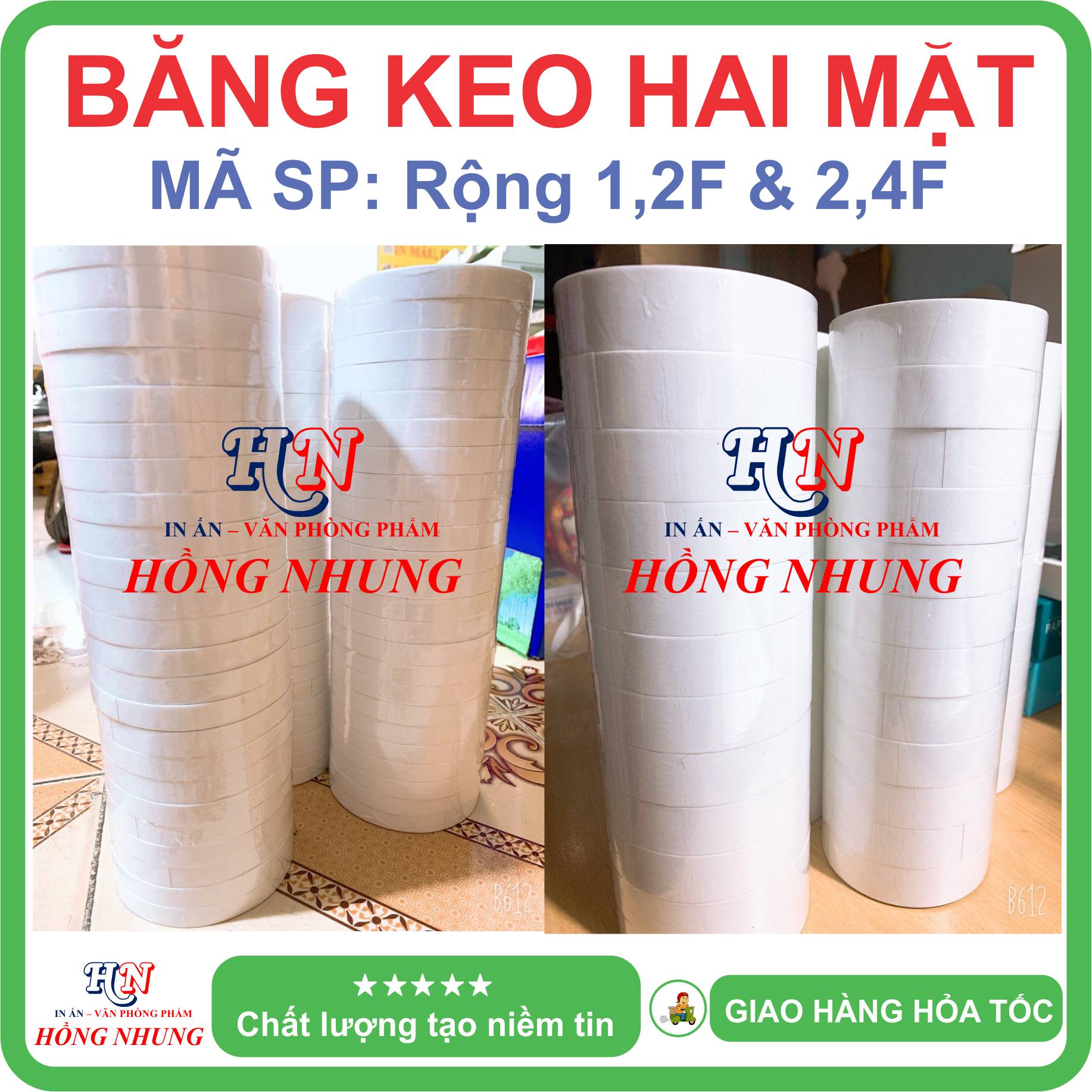 Băng Keo Hai Mặt, Bản Rộng 2,4F . Siêu dính, chịu nhiệt, Băng keo 2 mặt
