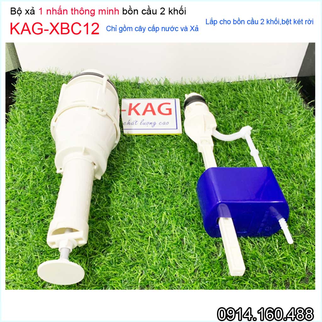 Bộ xả bồn cầu 1 nút nhấn cao cấp KAG-XBC12, Xả ấn tay bàn cầu 2 khối nhấn êm siêu bền sử dụng tốt