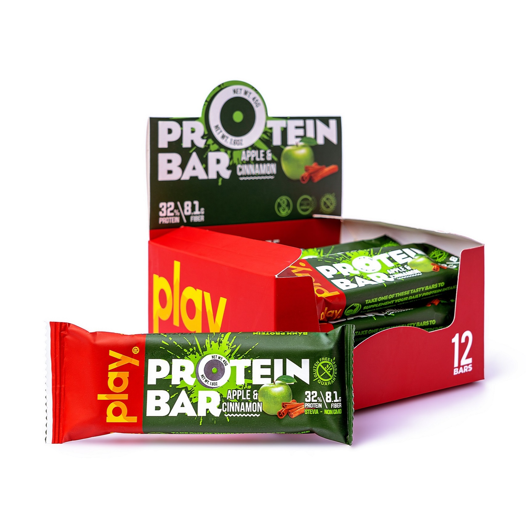 Hộp 12 Thanh Protein PLAY Vị Táo Và Quế