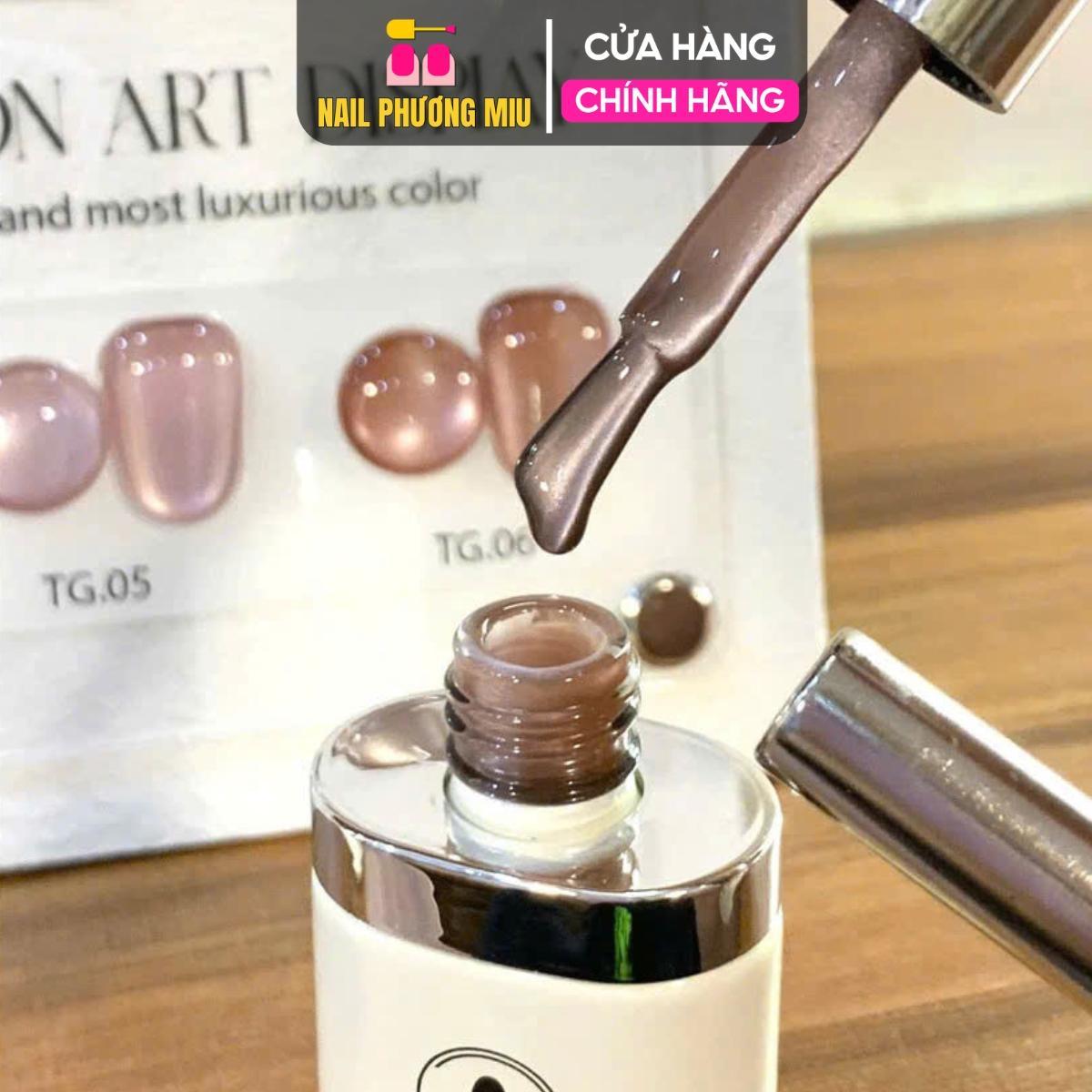 Set Sơn Mắt Mèo Ánh Trăng Kim Sa 6 Màu TG PRO Siêu Sáng Tặng Kèm Bảng Màu Cao Cấp Chuyên Dùng tráng gương Làm Nail Nữ Women