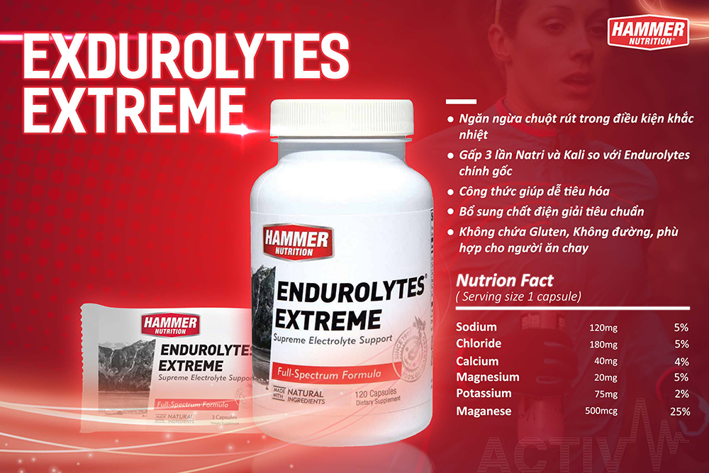 Bộ 10 gói Viên uống điện giải Hammer Nutrition Endurolytes Extreme