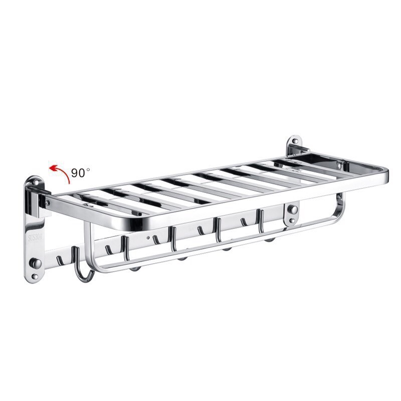 Vắt Khăn Phòng Tắm Gấp Đứng Cao Cấp INOX 304 Sang Trọng- Tiện Lợi PK-04- Đa năng 2 tầng, có móc treo quần áo
