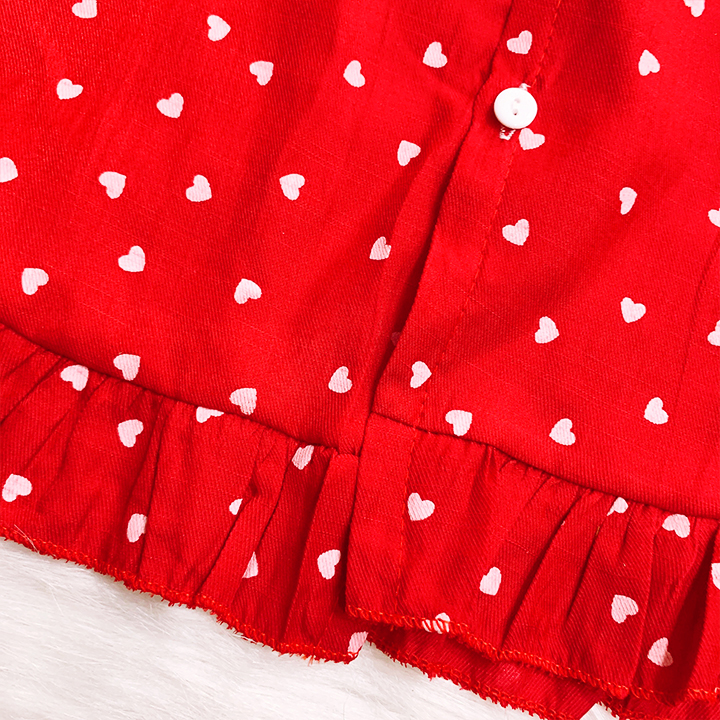 Váy đỏ chấm bi cho bé 8-23kg chất lụa mềm nhẹ mát phối cổ bèo cho bé thêm xinh yêu  – SD080