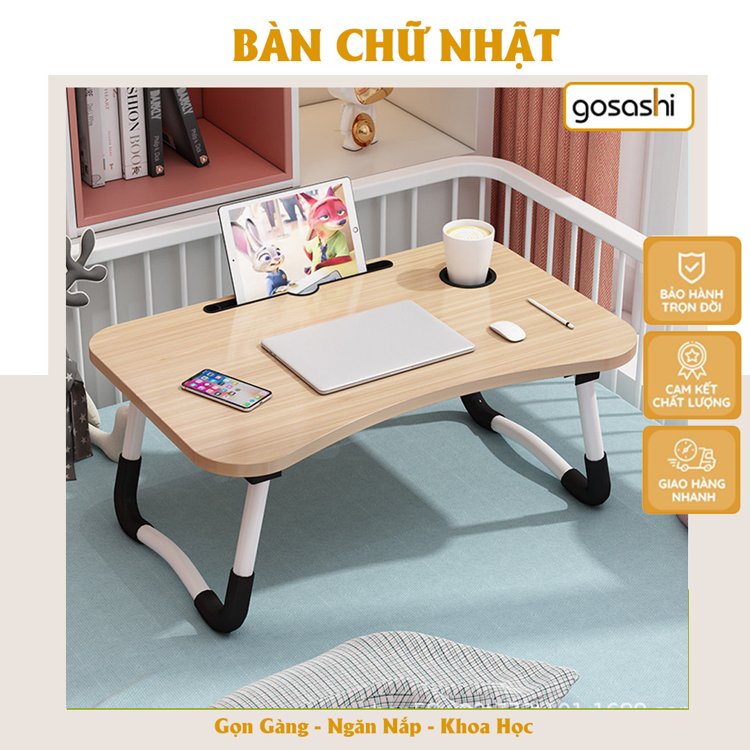 Bàn Học Gấp Gọn Thông Minh Có Khay Để Đồ Tiện Dụng Hiện Đại Thương Hiệu Gosashi-BipdCOC