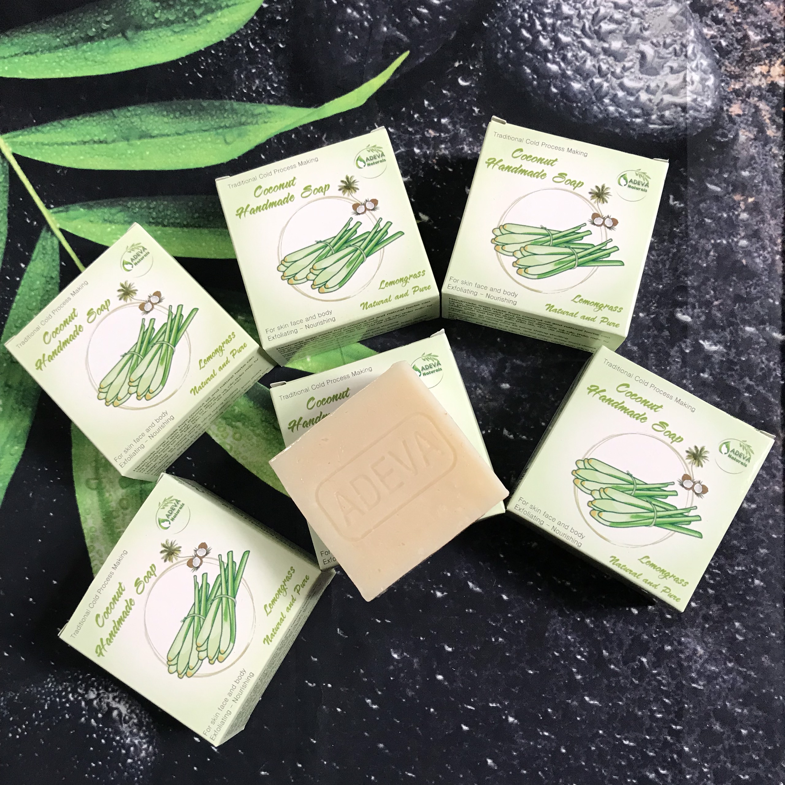 Xà phòng handmade Sả - Set 3 bánh  Adeva Naturals - Xà phòng handmade với thành phần từ thiên nhiên, an toàn dịu nhẹ, cho làn da mềm mại - Không gây khô rít da