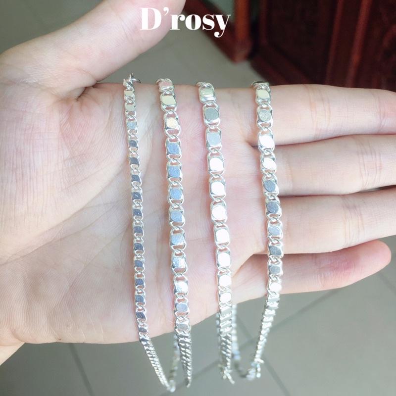 Dây chuyền bạc dạng dẹt hạt mè cho bé yêu chuẩn bạc ta nguyên chất