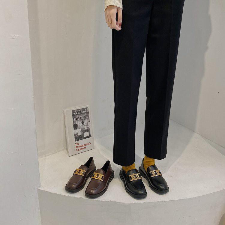 Giày bệt cao su PU mũi tròn giày đơn nữ phong cách Hàn Quốc Giày búp bê nữ đế bệt