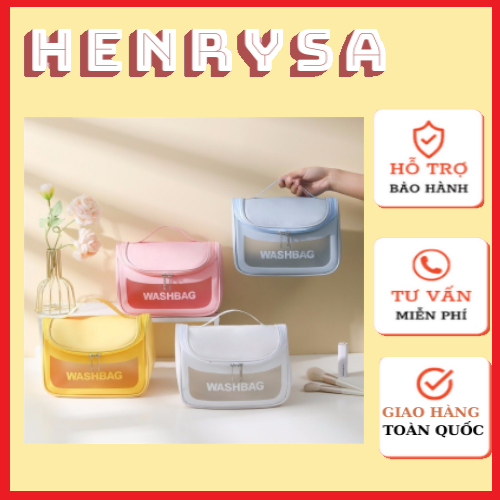 Túi đựng mỹ phẩm túi đựng đồ du lịch bằng nhựa chống thấm WASHBAG gọn nhẹ tiện lợi - Chính hãng