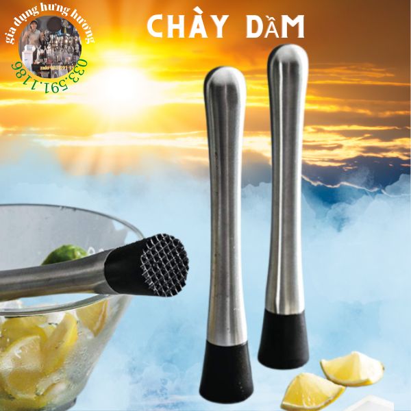 Chày dầm quả inox cho quầy bar, chuyên dụng cụ pha chế trà sữa bartender