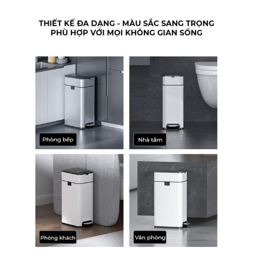 Thùng rác ELPHECO đạp chân mở hai cánh 30L hàng chính hãng
