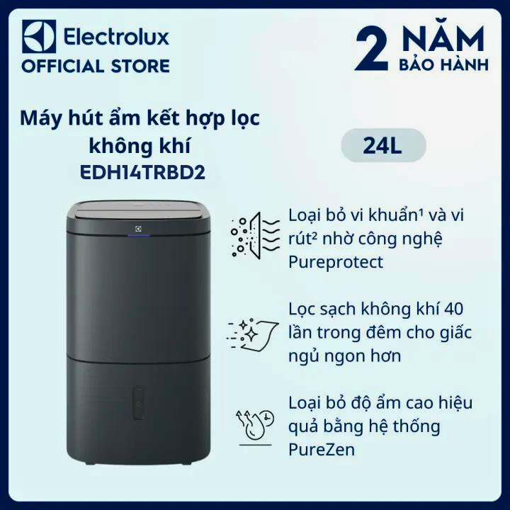 [Hàng chính hãng] Máy hút ẩm Electrolux kết hợp lọc không khí UltimateHome 700 27L EDH14TRBD2 cho phòng 58m², Lọc sạch không khí 40 lần