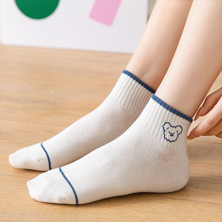 Vớ Nữ Cổ Ngắn Cao Cấp Họa Tiết Cute, Tất Nữ Cotton mềm mịn, thoáng mát khử mùi