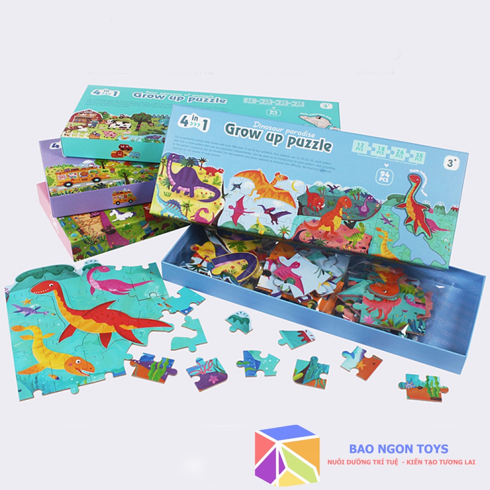 BỘ GHÉP HÌNH PUZZLE 5 IN 1 NHIỀU CHỦ ĐỀ CHO BÉ TỪ 3 ĐẾN 5 TUỔI GIÚP PHÁT TRIỂN TRÍ THÔNG MINH THỊ GIÁC - BAO NGON TOYS - DG110