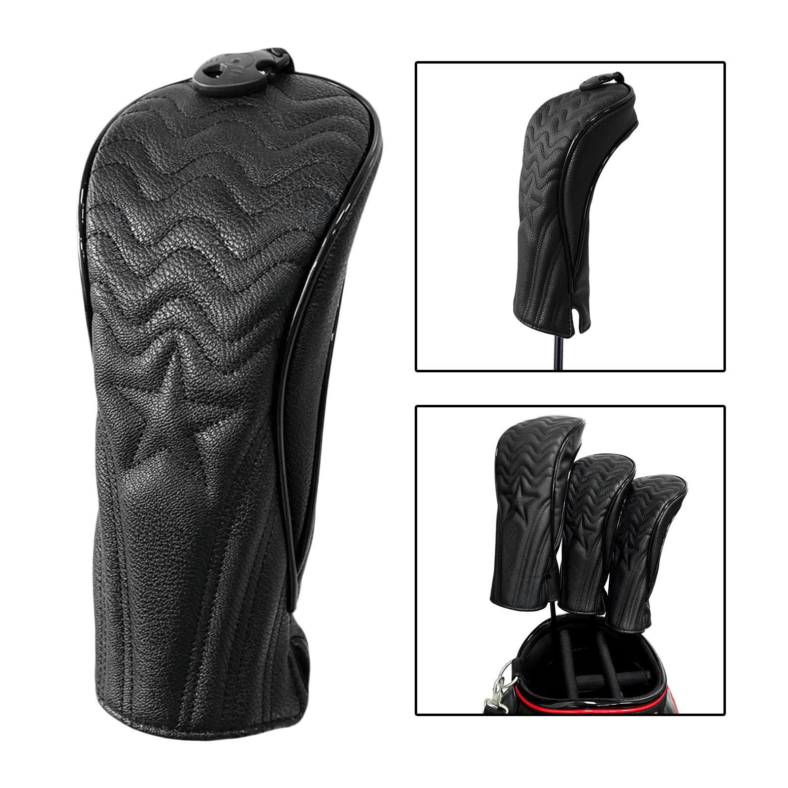 2x PU Star Embroidery Golf Headcover Fairway Wood Driver Club Headcover Guard Sleeve Guard Long Neck Golf Club Protect Accessories