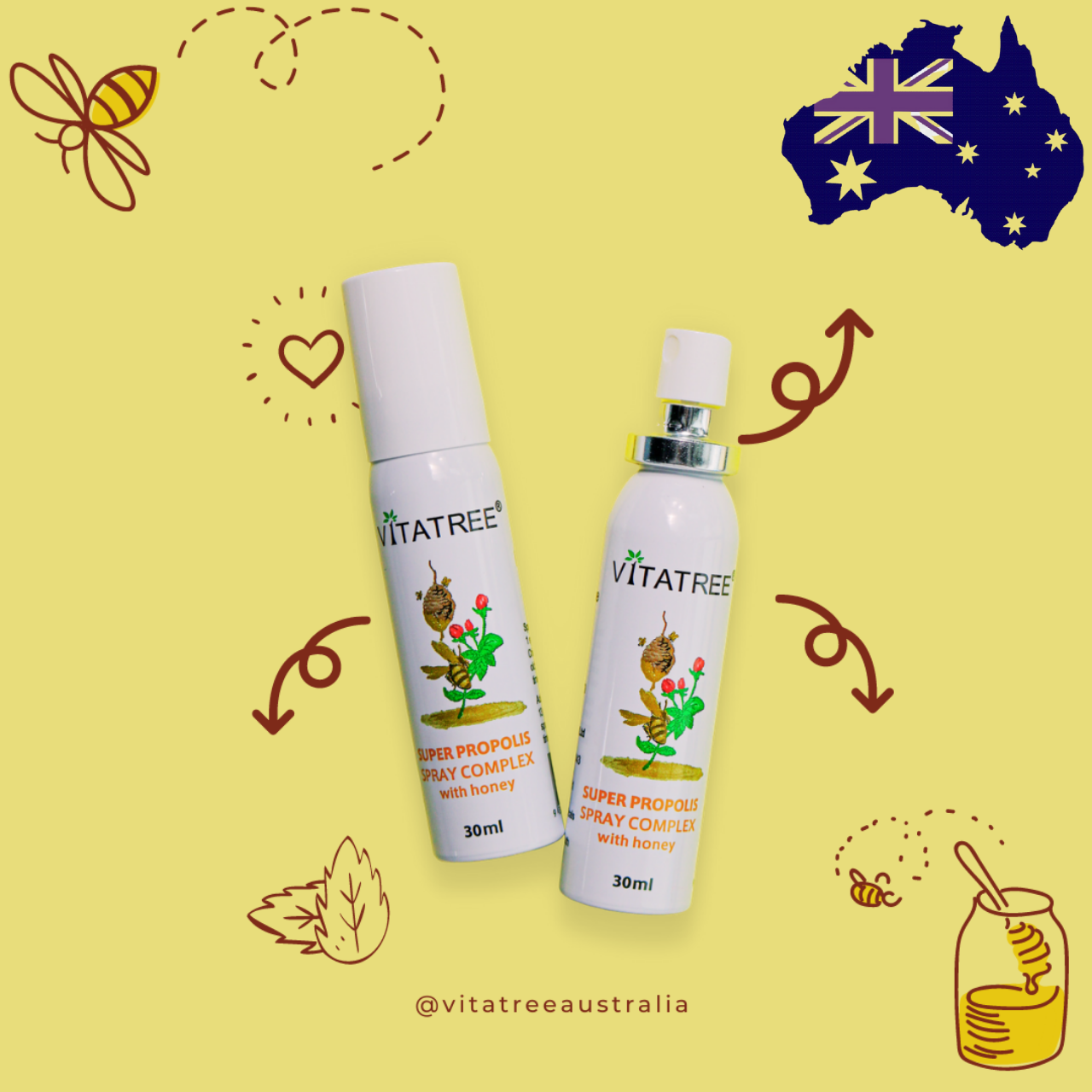 Combo 3 Chai Vitatree Keo Ong Super Propolis Spray Complex Giúp Tăng Cường Hệ Miễn Dịch - Chống Vi Khuẩn, Viêm Họng, Viêm Nướu Và Giảm Ho, Cảm Lạnh, Nhanh Lanh Vết Thương - 30ml x 3 Chai Dùng Cho Cả Gia Đình