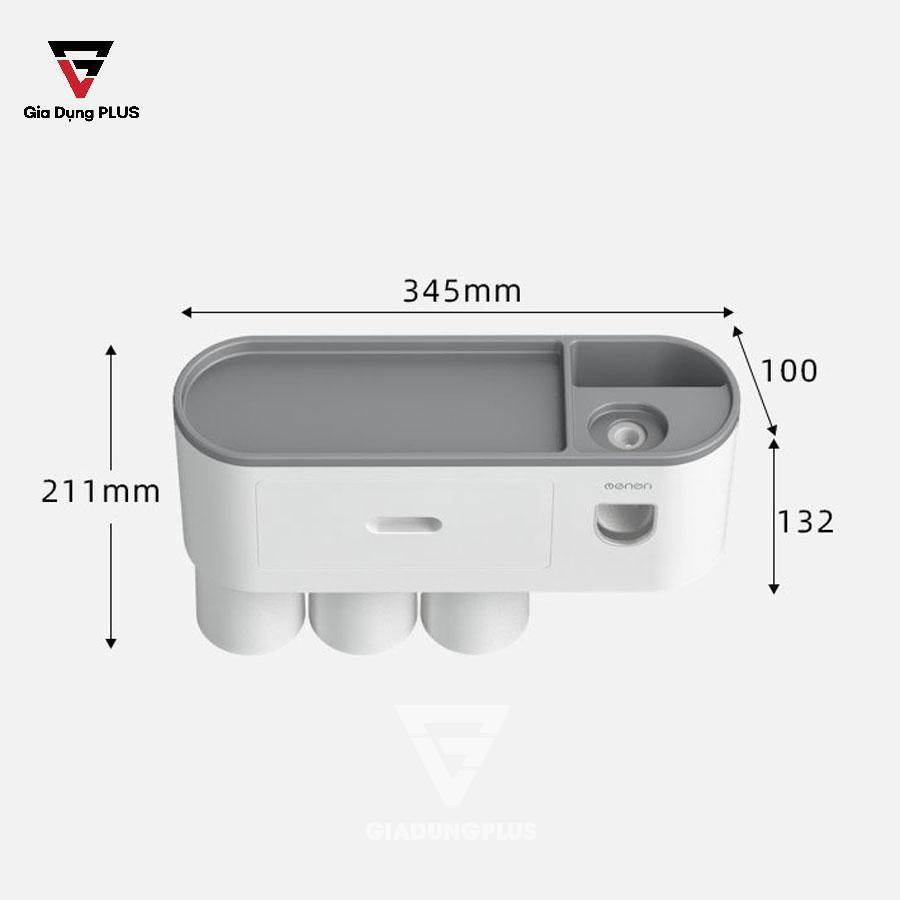 Kệ để bàn chải và nhả kem đánh răng tự động tặng kèm 3 cốc hút từ tính