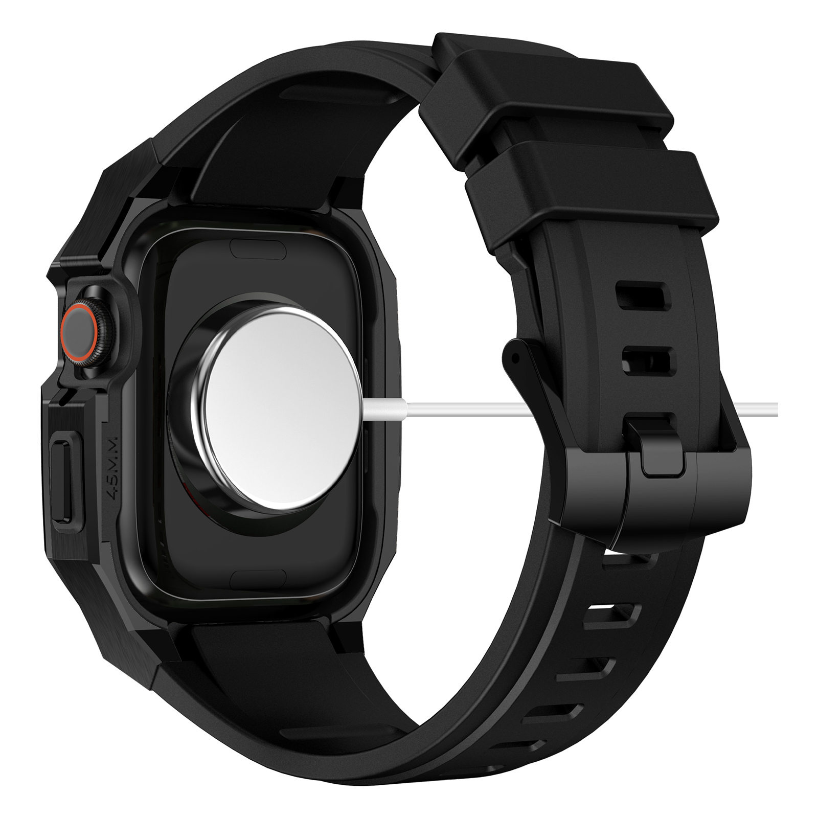 Ốp Case Vỏ Thép Không Gỉ bảo vệ tích hợp dây đeo Fluororubber cho Apple Watch Series 4/5/6/7/8/9/SE1,2 Size 44mm/45mm - Hàng Chính Hãng