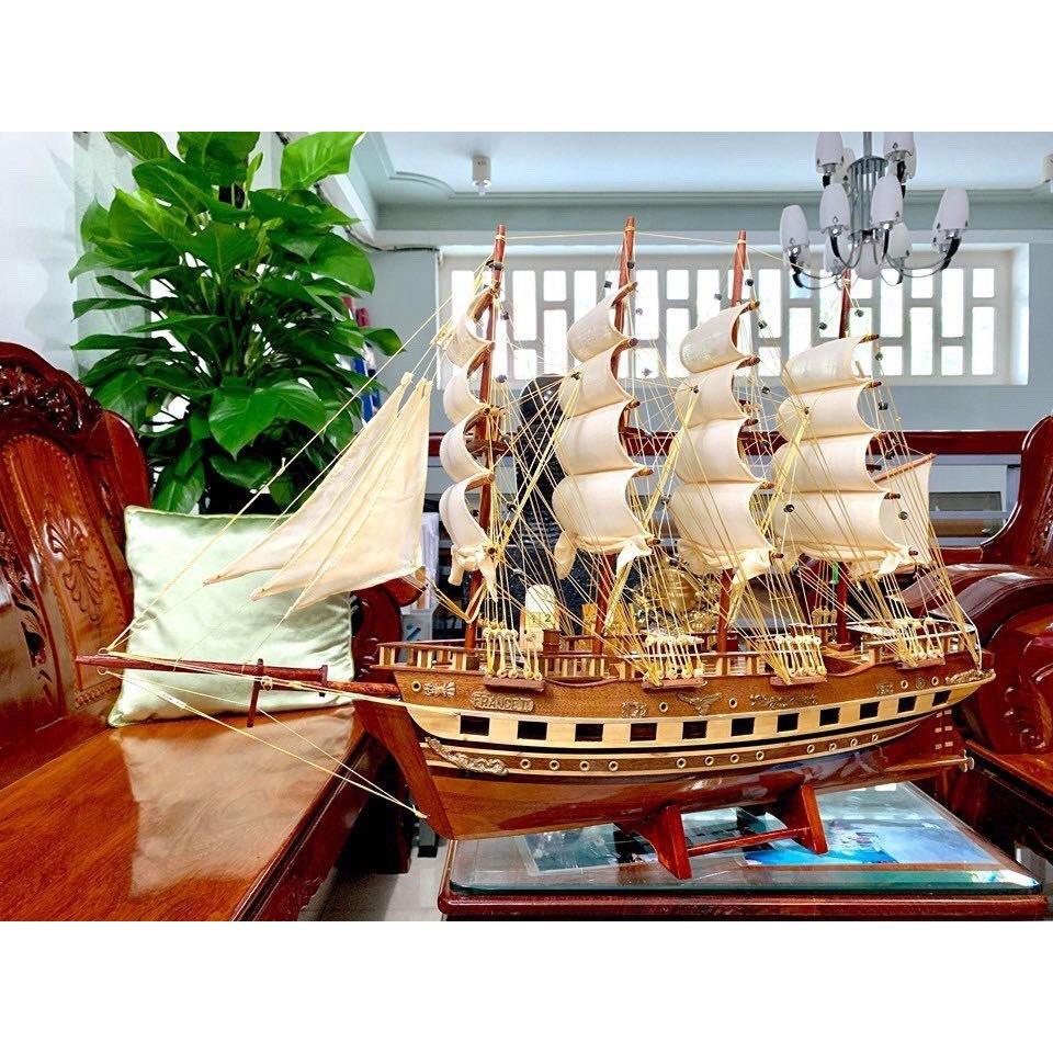 Thuyền Buồm FRANCE Dài 80cm Gỗ Còng Cao Cấp Tinh Xảo