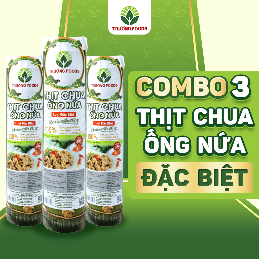 Combo 3 Thịt Chua Ống Nứa Đặc Biệt Trường Foods 180g/Ống