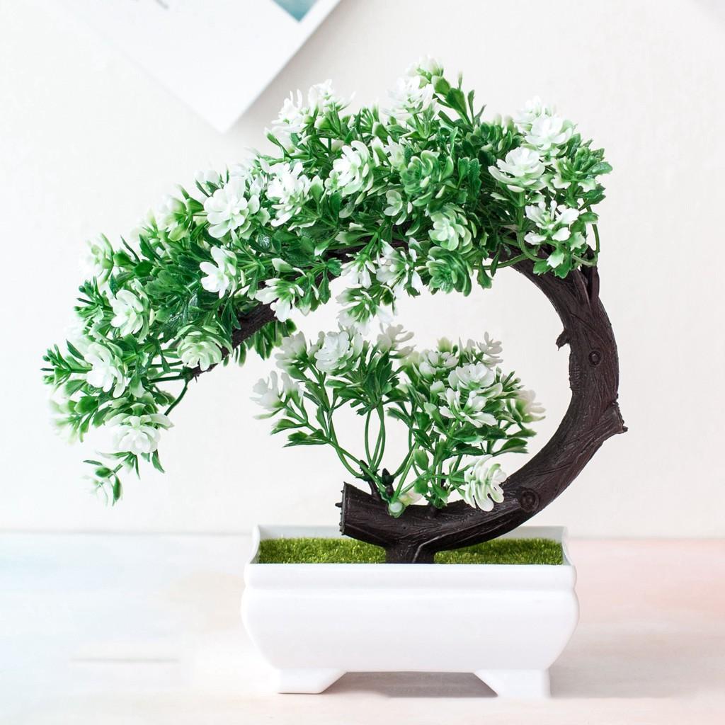 CÂY GIẢ BONSAI dáng trái tim hoa NGÂU ĐIỂM - Chậu cây hoa Phú Quý Cát Tường, trang trí, đề bàn ngày Tết sum vầy