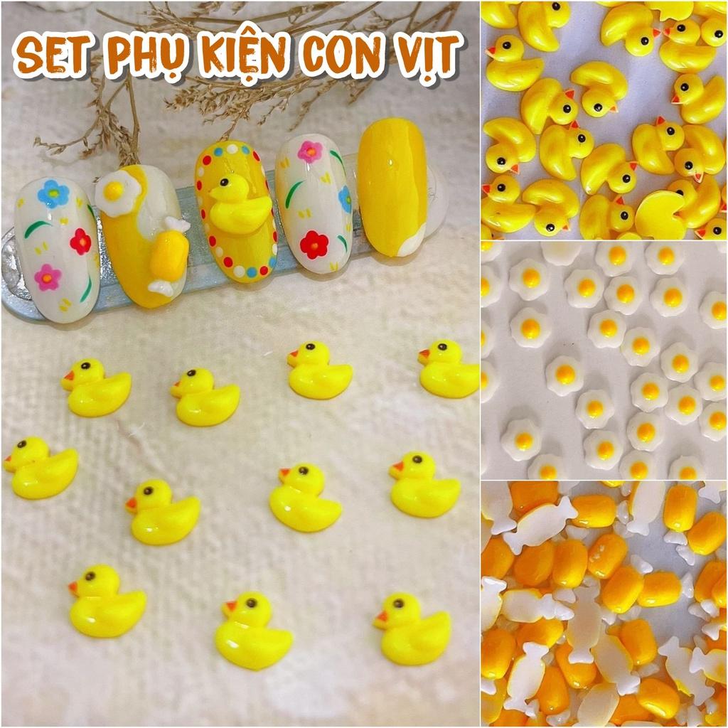 Set 12 Charm Phụ Kiện Con Vịt Vàng | Trứng Ốp La | Đùi Vịt