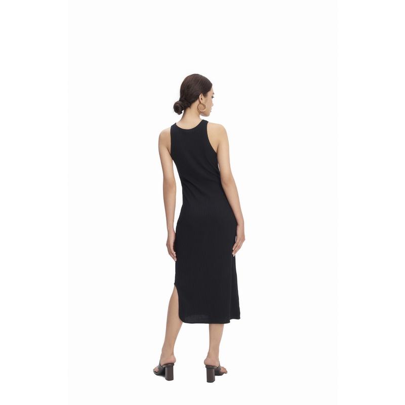 Là min - Đầm Black Side Slit Knit Dress