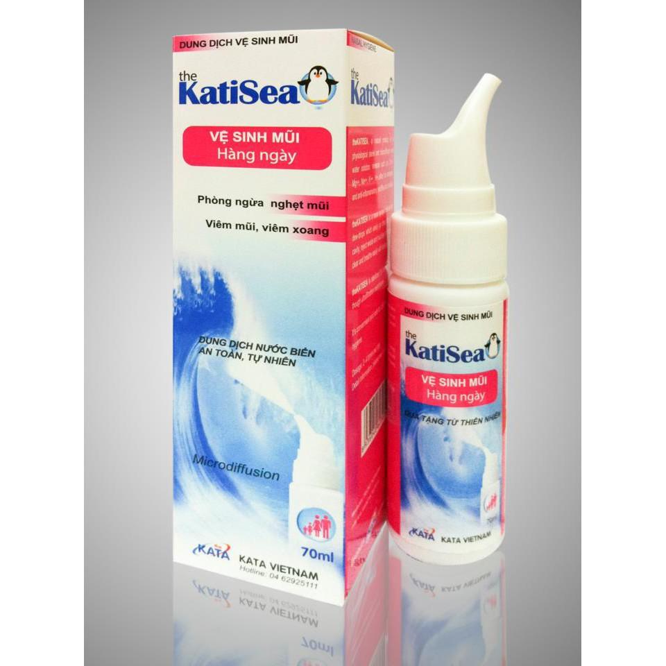 Xịt mũi nước muối biển KatiSea 70ml (Hồng) vệ sinh mũi thông mũi, hỗ trợ giảm ngạt mũi, sổ mũi - Kata Pharma