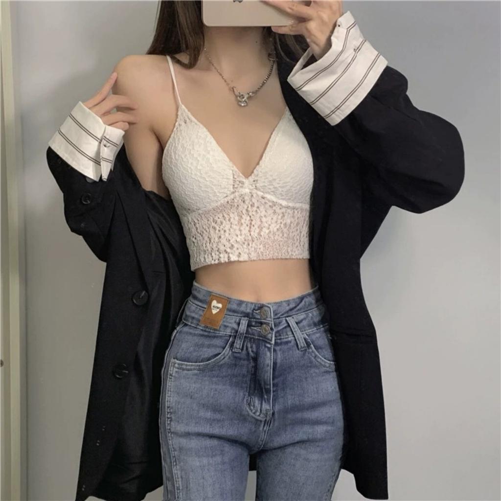 Áo Bra Ren Hoa Julia tạo khe ,thoáng mát ,Cực sang chảnh cực xinh - Áo lá Ren Hoa Nhí