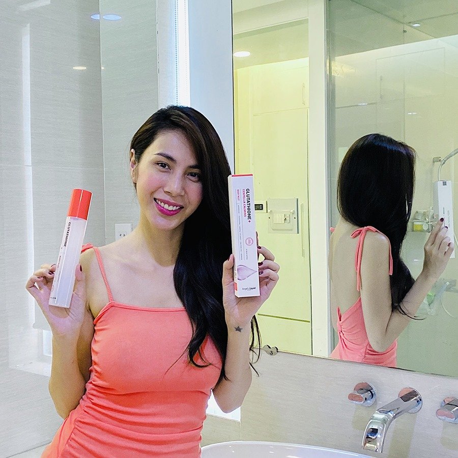 Xịt Giảm Mụn & Xoá Thâm Lưng Angel’s Liquid Glutathione + Centella Calming Body Mist 150ml + Tặng Kèm 1 Băng Đô Tai Mèo