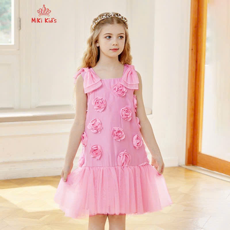 Đầm váy babydoll hai dây hoa mùa hè cho bé gái đi chơi đi học mát từ 12-35kg chất voan mềm mại