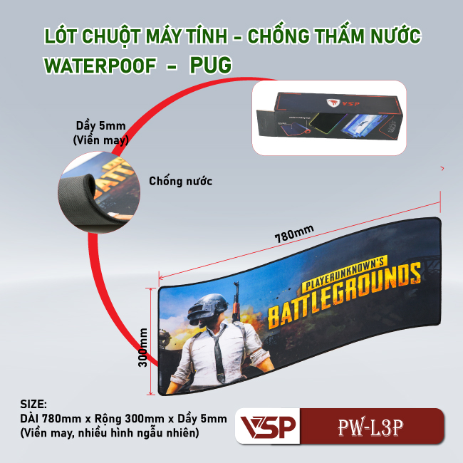 Lót chuột VSP PM-L3P 780 x 300 x 5 mm ~ [Hình ngẫu nhiên] Mouse Pad - Hàng chính hãng TECH VISION phân phối