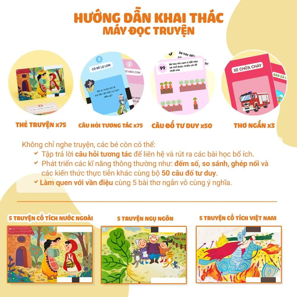 [QUÀ TẶNG] Máy đọc truyện, đồ chơi thẻ flashcard kể chuyện thông minh cho bé