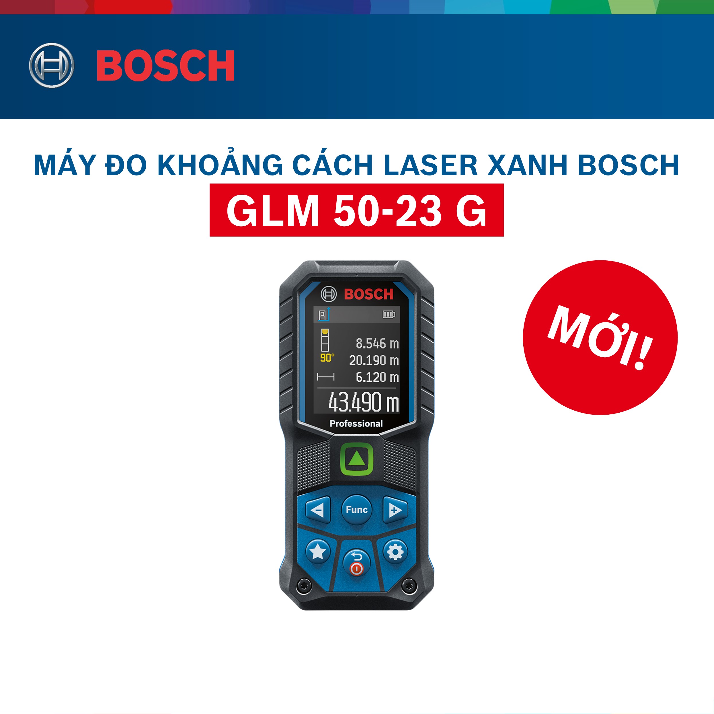 Máy đo khoảng cách Bosch laser xanh GLM 50-23 G