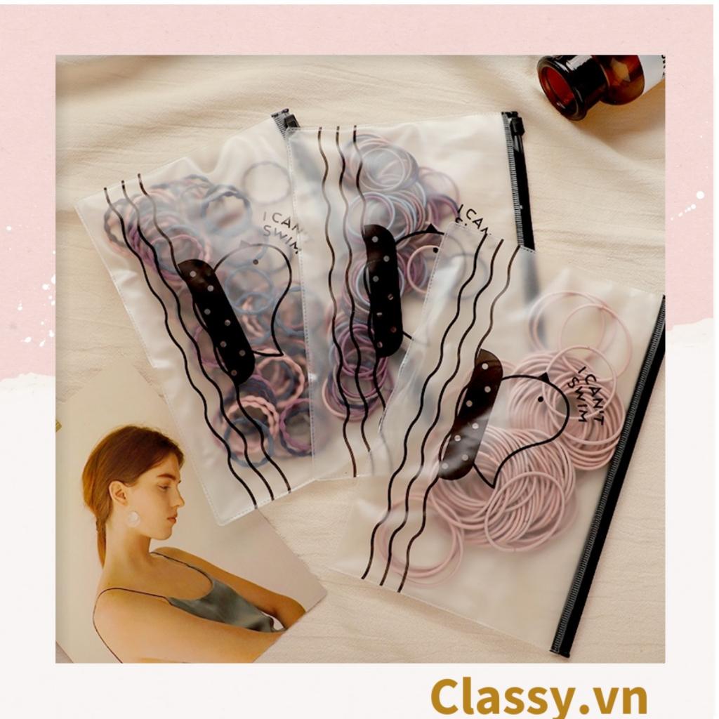 Set 100 dây thun cột tóc Classy siêu dai siêu rẻ đơn sắc PK208