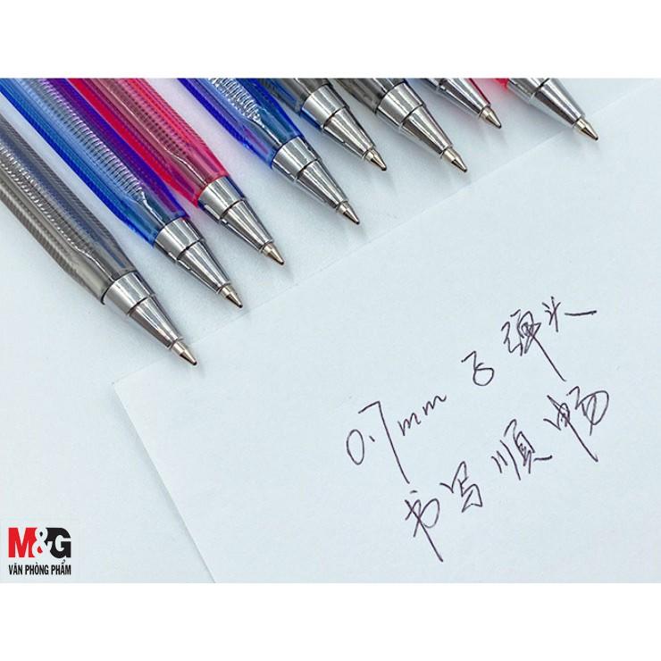 Hộp 40 cây Bút bi nắp gài M&G 0.7mm mực xanh, mực đen ABP64701A-ABP64701B