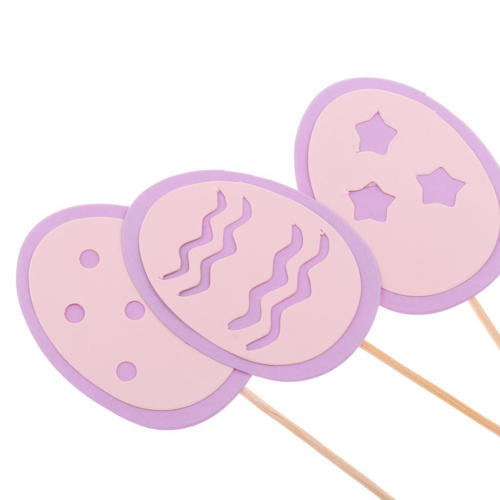 3pcs/Set Happy Easter Eggs Cupcake Picks Cake Topper Easter Decor