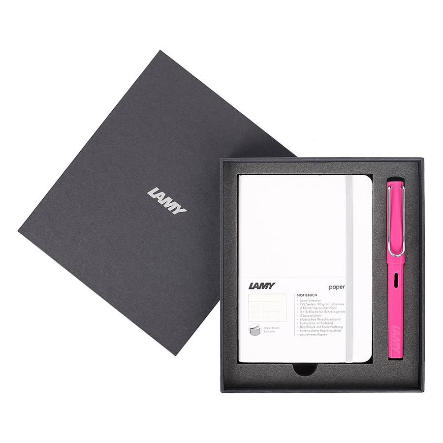 Hình ảnh Gift Set Lamy Notebook A6 Softcover White + Lamy Safari Pink - GSA6-Sa0024