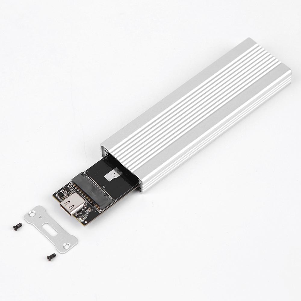 M.2 NVMe/SATA Dual Protocol Mobile Hard Disk Case USB3.1 Type-C External SSD Enclosure Aluminum Alloy Shell Silver