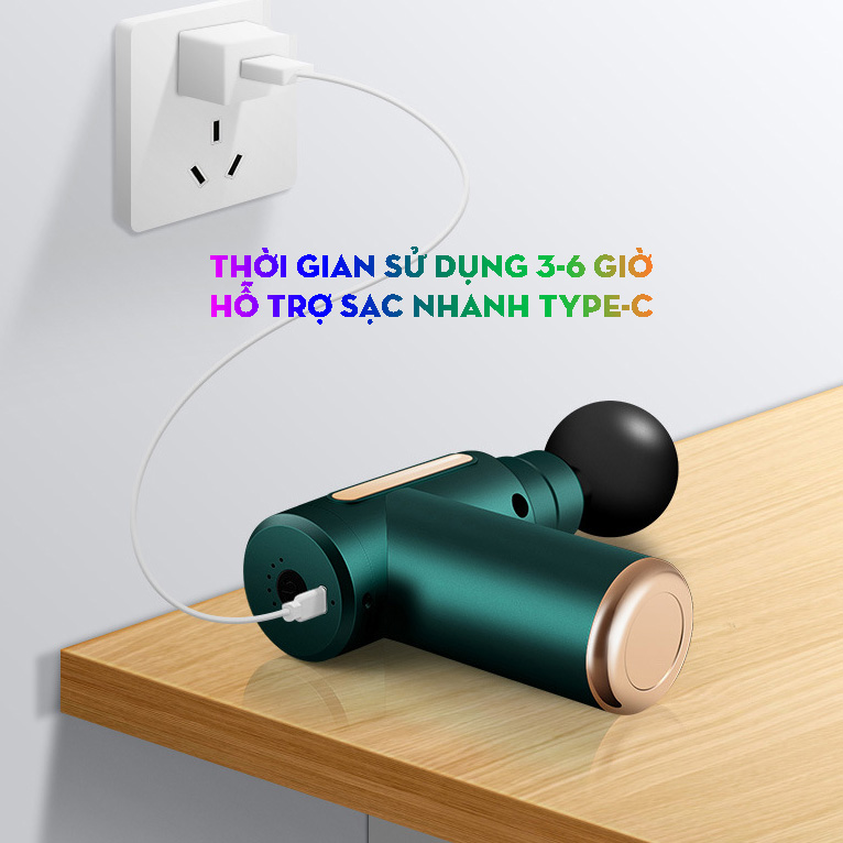 Máy massage mini cầm tay BX720 Mát xa 6 cấp độ, hỗ trợ maassage chuyên sâu, giảm đau cơ, cứng khớp hiệu quả nhanh chóng, đi kèm 4 đầu chuyên dụng - Quà tặng cho sức khỏe hàng nhập khẩu
