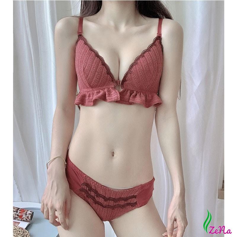Bộ Đồ Lót Thổ Cẩm Cài Trước Siêu Đẹp Mẫu Mới ZE057
